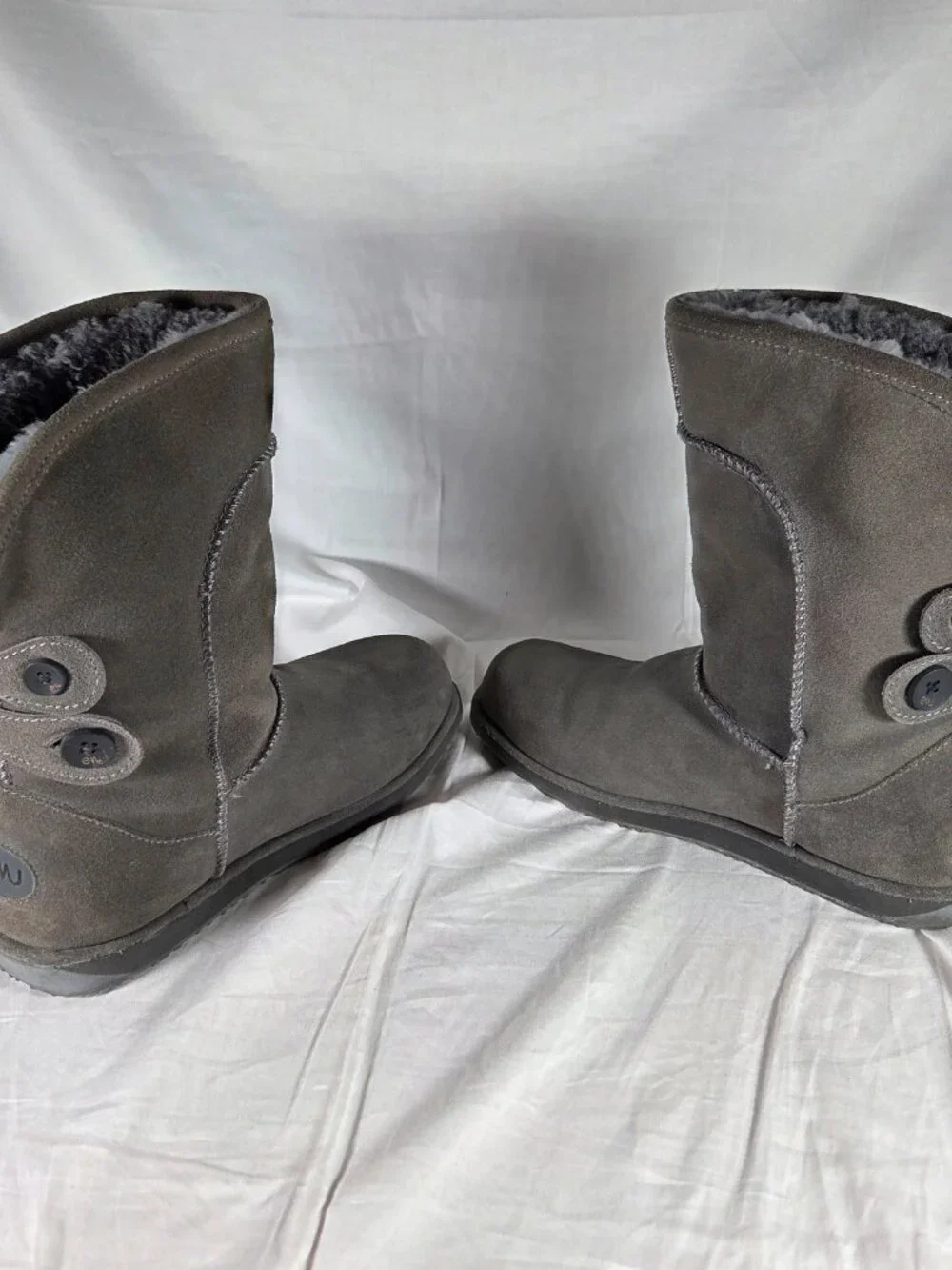 EMU Australia Dark Gray Waterproof Suede Shearling Button Winter Boots Size 8